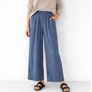 Encircled Linen Blend Blue Wide Leg Cropped Ankle Pant Size L Made in Canada